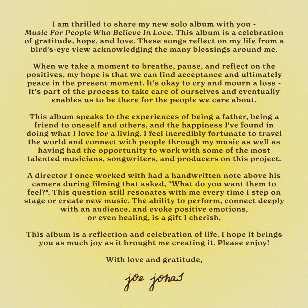 joe jonas oświadczenie